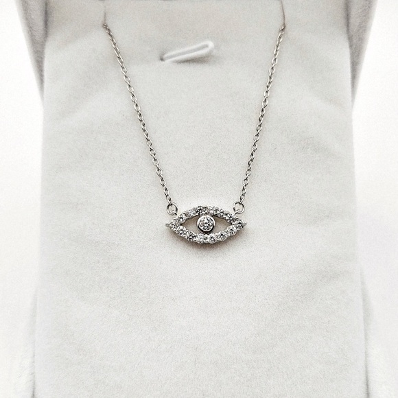 .50 Carats VS Lab Diamond Evil Eye Sterling Silver Necklace - Picture 4 of 6
